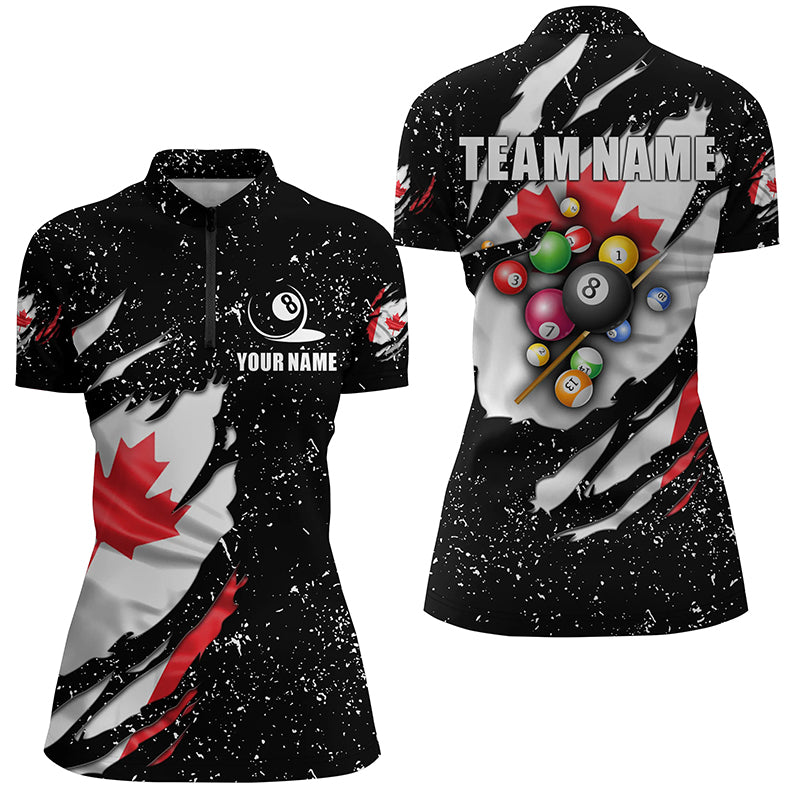 Grunge Canada Flag 3D Billiard Balls Women Quarter-Zip Shirts Custom Billiard Jerseys Attire TDM1240