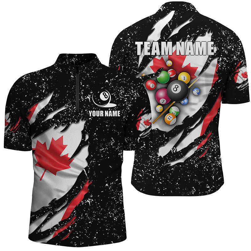 Grunge Canada Flag 3D Billiard Balls Men Quarter-Zip Shirts Custom Billiard Jerseys Attire TDM1240