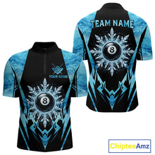 Load image into Gallery viewer, Black And Blue 8 Ball Pool Ice Billiard Shirt For Men, Funny Pool Team Jersey Polo &amp; 1/4 Zip TDM6338