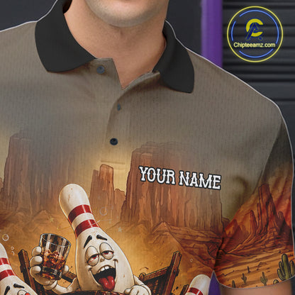 Funny Bourbon Drunk Bowling Pins Vintage Bowling Shirts For Men Custom Bowling Team Jersey TDM7251