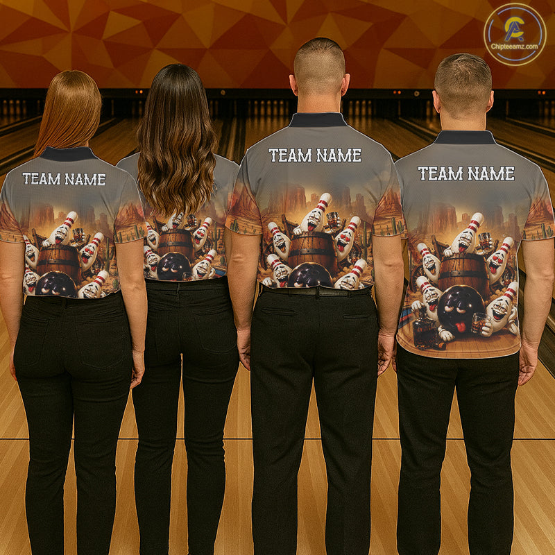 Funny Bourbon Drunk Bowling Pins Vintage Bowling Shirts For Women Custom Bowling Team Jersey TDM7251