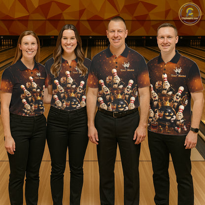 Funny Crown Drunk Bowling Pins Bourbon Vintage Bowling Shirts For Women Custom Bowling Team Jersey TDM7254