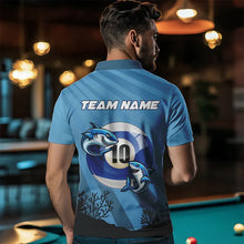 Load image into Gallery viewer, Personalized Shark 10 Ball Pool Blue Men Billiard Shirts Custom Funny Billiard Shirts Pool Jerseys TDM3427