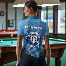Load image into Gallery viewer, Personalized Shark 10 Ball Pool Blue Women Billiard Shirts Custom Funny Billiard Shirts Pool Jerseys TDM3427