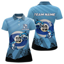Load image into Gallery viewer, Personalized Shark 10 Ball Pool Blue Women Billiard Shirts Custom Funny Billiard Shirts Pool Jerseys TDM3427