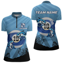 Load image into Gallery viewer, Personalized Shark 10 Ball Pool Blue Women Billiard Shirts Custom Funny Billiard Shirts Pool Jerseys TDM3427