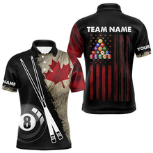 Load image into Gallery viewer, Retro Grunge Canada Flag 8 Ball Pool Billiard Shirt For Men Custom Patriotic Billiard Team Jersey TDM3428