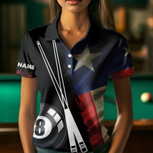 Load image into Gallery viewer, Retro Grunge Texas Flag 8 Ball Pool Billiard Shirt For Women Custom Patriotic Billiard Team Jersey TDM3429