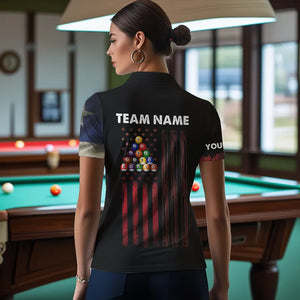 Retro Grunge Texas Flag 8 Ball Pool Billiard Shirt For Women Custom Patriotic Billiard Team Jersey TDM3429