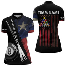 Load image into Gallery viewer, Retro Grunge Texas Flag 8 Ball Pool Billiard Shirt For Women Custom Patriotic Billiard Team Jersey TDM3429