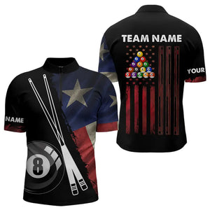 Retro Grunge Texas Flag 8 Ball Pool Billiard Shirt For Men Custom Patriotic Billiard Team Jersey TDM3429