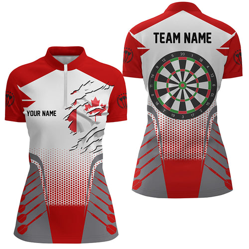 Canada Flag Women Dart Quarter-Zip Shirt Custom Patriotic Dart Shirts For Team Darts Jerseys TDM1251
