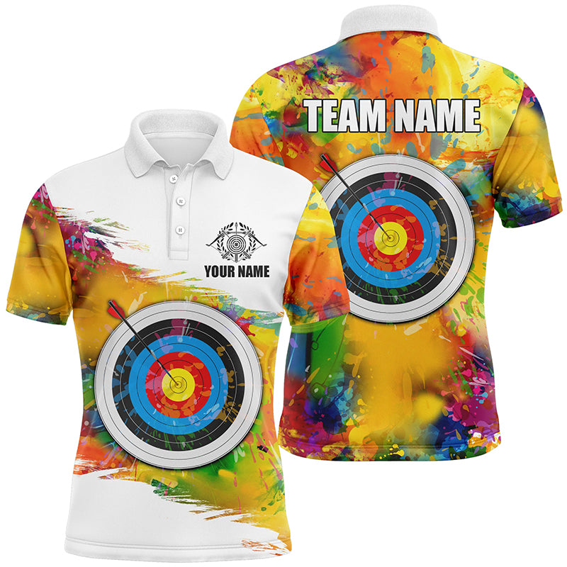 Colorful 3D Target Archery Men Polo & Quarter-Zip Shirt Custom Archery Jerseys Attire For Archer TDM1621