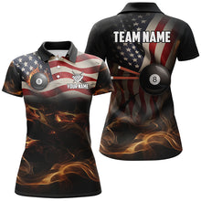 Load image into Gallery viewer, Personalized American Flag Vintage Smoke Billiard Shirts For Women, Patriotic Billiard Team Jerseys TDM2499