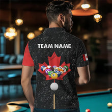 Load image into Gallery viewer, Custom Black Grunge Canada Flag 8 Ball &amp; 9 Ball Billiard Shirts For Men, Patriotic Billiard Jerseys TDM3434