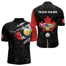 Load image into Gallery viewer, Custom Black Grunge Canada Flag 8 Ball &amp; 9 Ball Billiard Shirts For Men, Patriotic Billiard Jerseys TDM3434