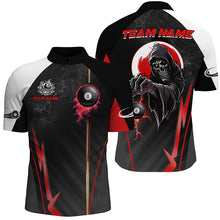 Load image into Gallery viewer, Funny Death Skeleton Ball 8 Fire Custom Men Billiard Shirts, Best 8 Ball Pool Jerseys |Red TDM2034