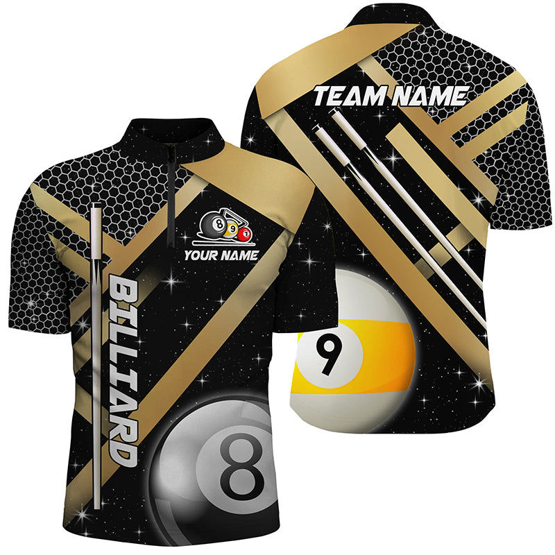 Black Jerseys Billiard 8 Ball & 9 Ball Men Pool Shirts Customized Unique Billiard Uniform |Yellow TDM2036