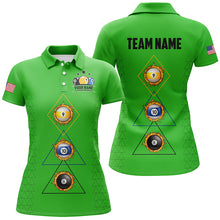 Load image into Gallery viewer, Customized Billiard 8 Ball 9 &amp; Ball 10 Ball Shirts For Women, Unique Team Jersey Green Billiard Shirt TDM2255