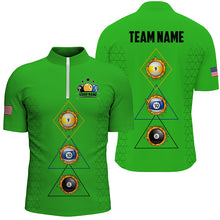 Load image into Gallery viewer, Customized Billiard 8 Ball 9 &amp; Ball 10 Ball Shirts For Men, Unique Team Jersey Green Billiard Shirt TDM2255