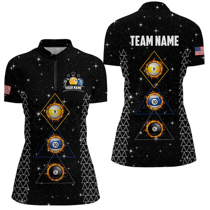Custom Galaxy Billiard 8 Ball 9 & Ball 10 Ball Shirts For Women, Unique Team Jersey Billiard Shirts TDM2256