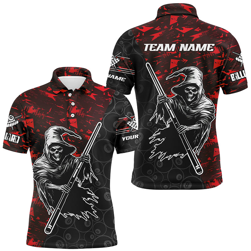 Personalized Red Abstract Grim Reaper Men Billiard Shirts, Halloween  Billiard Jerseys TDM2761
