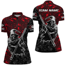 Load image into Gallery viewer, Personalized Red Abstract Grim Reaper Women Billiard Shirts, Halloween  Billiard Jerseys TDM2761