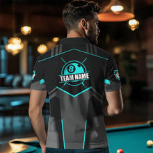 Load image into Gallery viewer, Billiard Jerseys For Men Custom Polo &amp; 1/4 Zip Billiard Shirts, Team Pooler Short Sleeve |Turquoise TDM3741