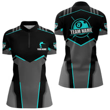Load image into Gallery viewer, Billiard Jerseys For Women Custom Polo &amp; 1/4 Zip Billiard Shirts, Team Pooler Short Sleeve |Turquoise TDM3741