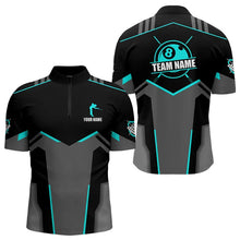 Load image into Gallery viewer, Billiard Jerseys For Men Custom Polo &amp; 1/4 Zip Billiard Shirts, Team Pooler Short Sleeve |Turquoise TDM3741