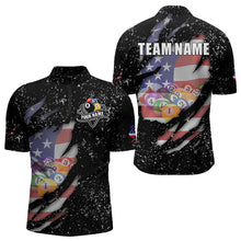 Load image into Gallery viewer, Personalized Grunge Black American Flag Billiard Shirts For Men Custom 8 Ball Pool Billiard Jersey TDM3743