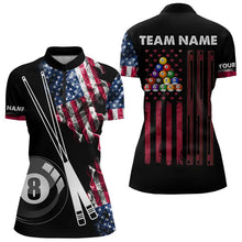 Load image into Gallery viewer, Personalized US Flag Smoke 8 Ball Pool Billiard Shirt For Women Custom Patriotic Billiard Team Jersey TDM3744