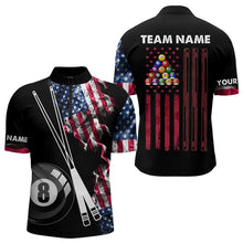 Load image into Gallery viewer, Personalized US Flag Smoke 8 Ball Pool Billiard Shirt For Men Custom Patriotic Billiard Team Jersey TDM3744