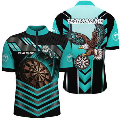 Personalized Turquoise Dartboard Light Custom Eagle Darts Shirts For Men, Darts Apparel Jerseys TDM2050