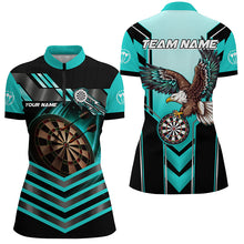 Load image into Gallery viewer, Personalized Turquoise Dartboard Light Custom Eagle Darts Shirts For Women, Darts Apparel Jerseys TDM2050