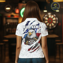 Load image into Gallery viewer, Custom Eagle Darts Jersey For Women, Grunge American Flag Patriotic Darts Team Shirt Polo &amp; 1/4 Zip TDM5959
