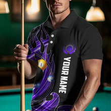 Load image into Gallery viewer, 3D Billiard Balls Fire Flame Custom Pool Shirts For Men, Billiard League Team Jerseys | Purple TDM3753