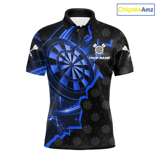 Blue Dartboard Ligthning Darts Shirt For Men Custom Darts Jersey Team Polo & Quarter Zip TDM6110