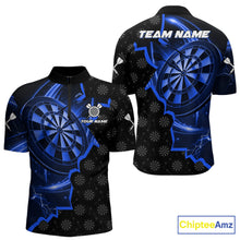 Load image into Gallery viewer, Blue Dartboard Ligthning Darts Shirt For Men Custom Darts Jersey Team Polo &amp; Quarter Zip TDM6110