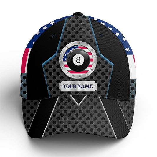 Billiard American Custom Name 3D Caps, Personalized Billiard Hats For Pool Player TDM0145
