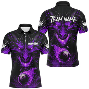 Personalized Dragon 8 Ball Fire 3D Billiard Shirts For Men, Billiard League Team Jerseys |Purple TDM2538