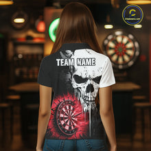 Load image into Gallery viewer, Personalized Grunge Skull Crack Wall Women Dart Shirts Custom Scary Darts League Team Jerseys |Red TDM2786