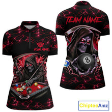 Load image into Gallery viewer, Red Funny Grim Reaper 8 Ball Pool Women Billiard Shirts Custom Billiard Jersey Team Polo &amp; 1/4 Zip TDM5241