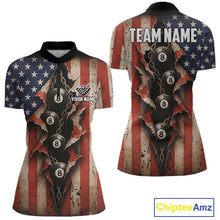 Load image into Gallery viewer, Vintage American Flag Chain 8 Ball Pool Billiard Shirt For Women Custom Patriotic Billiard Jerseys TDM5244