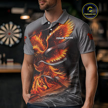 Load image into Gallery viewer, Personalized Phoenix Flame Darts Shirt For Men Custom Darts Team Jersey Polo &amp; 1/4 Zip |Orange TDM5246