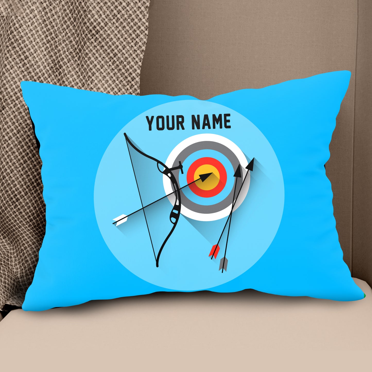 Personalized Archery Set Blue Pillow, Best Throw Pillows Archery Gifts TDM0763