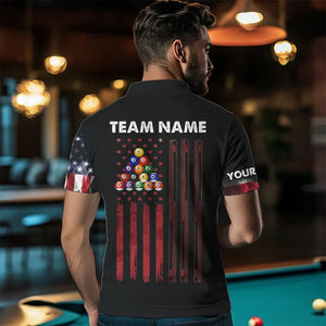 American Flag Smoke 8 Ball Pool Billiard Shirt For Men Custom Patriotic Billiard Team Jersey TDM3449