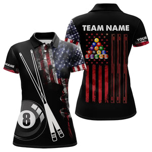 American Flag Smoke 8 Ball Pool Billiard Shirt For Women Custom Patriotic Billiard Team Jersey TDM3449