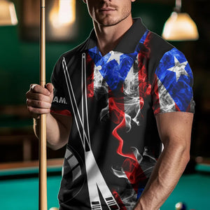 Personalized Us Flag Smoke 8 Ball Pool Billiard Shirt For Men Custom Patriotic Billiard Team Jersey TDM3450