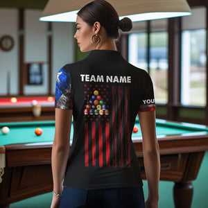 Personalized US Flag Smoke 8 Ball Pool Billiard Shirt For Women Custom Patriotic Billiard Team Jersey TDM3450